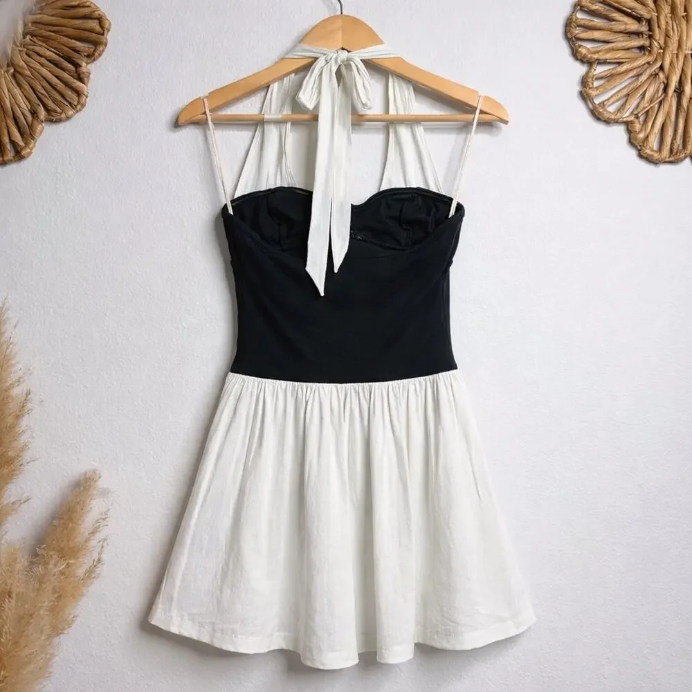 Free People mini dress Free-est cotton halter boho gauzy skirt XS